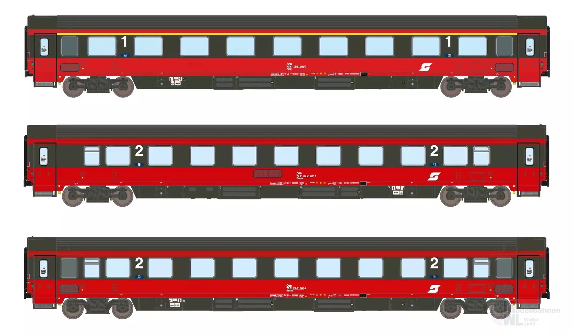 ASM 24002 - Personenwagen Set ÖBB Ep.IV EC 64 Amz+2xBmpz 3.tlg. N 1:160