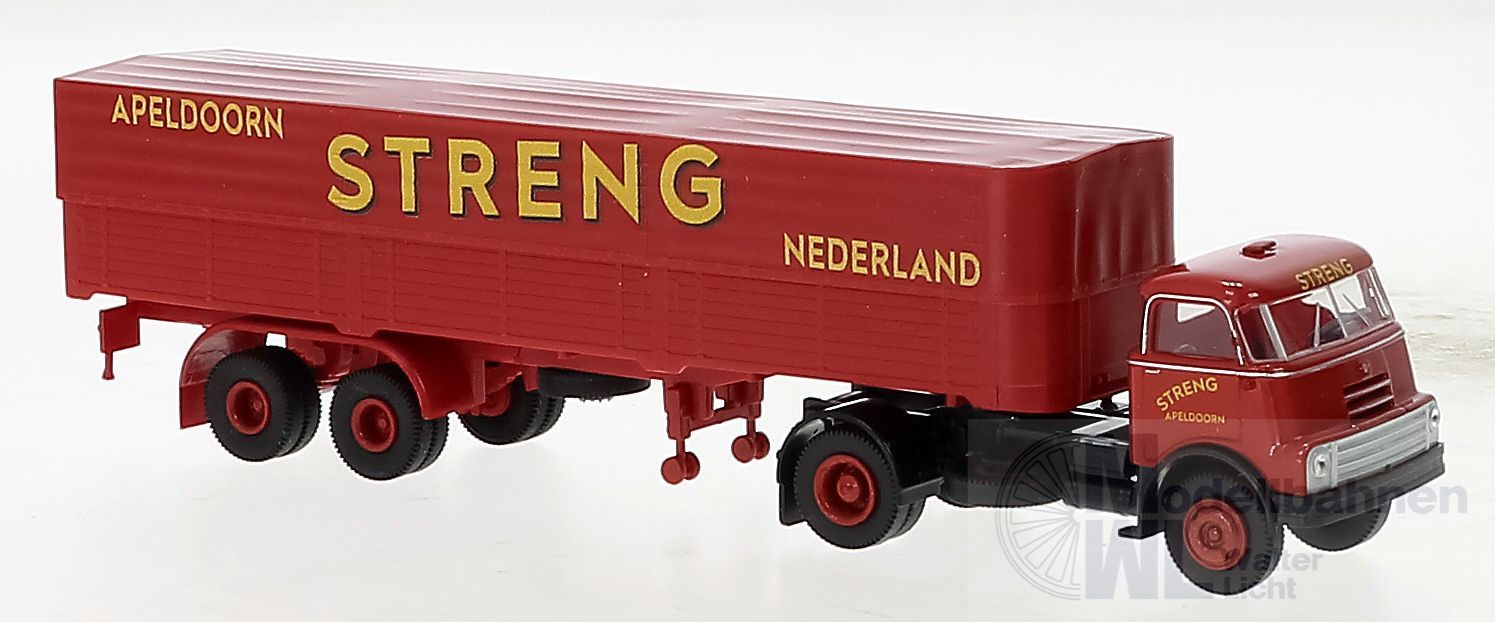 Brekina 85230 - DAF Do 2000 Pritsche/Plane-Sattelzug Streng (NL) H0 1:87 Brekina 85230 - DAF Do 2000 Pritsche/Plane-Sattelzug Streng (NL) H0 1:87