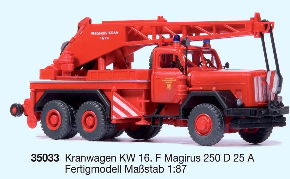 Preiser 35033 - Magirus 250 D 25A Kranwagen KW 16 H0 1:87