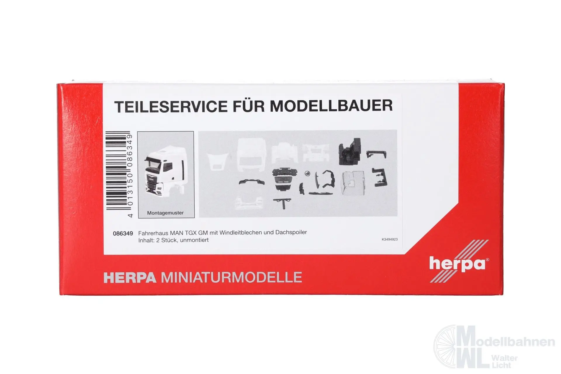 Herpa 086349 - Fahrerhaus MAN TGX GM Windleitbleche Spiegelkamera weiß 2 St. H0 1:87