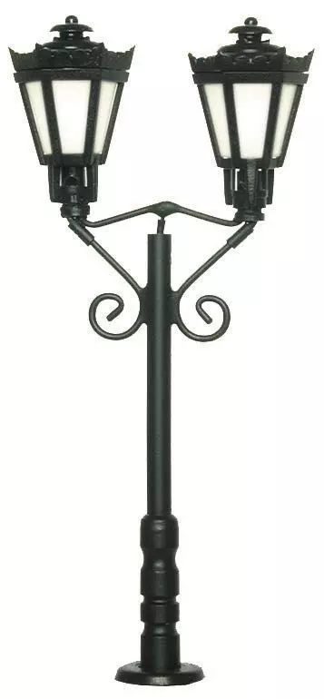 Viessmann 6073 - Parklaterne zweiflammig, schwarz, LED warmweißH0 1:87