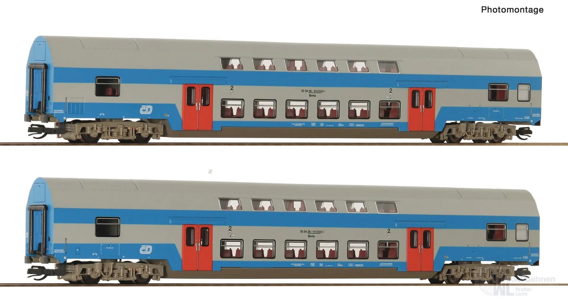 Roco 6280044 - Doppelstockwagen Set CD Ep.V 2.tlg. TT 1:120