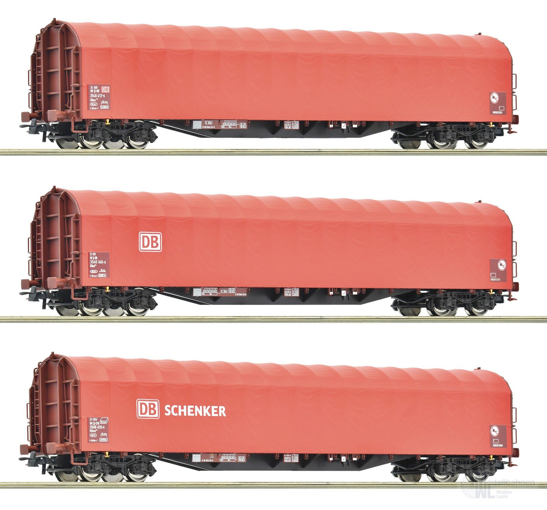 Roco 6600156 - Schiebeplanenwagen Set DB Ep.VI Rilns 3.tlg. H0/GL