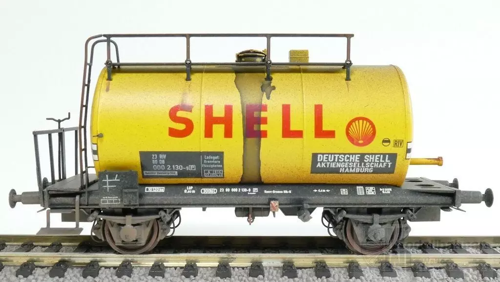 Exact Train 22057 - Kesselwagen DB Ep.IV Shell gelb gealtert H0/GL