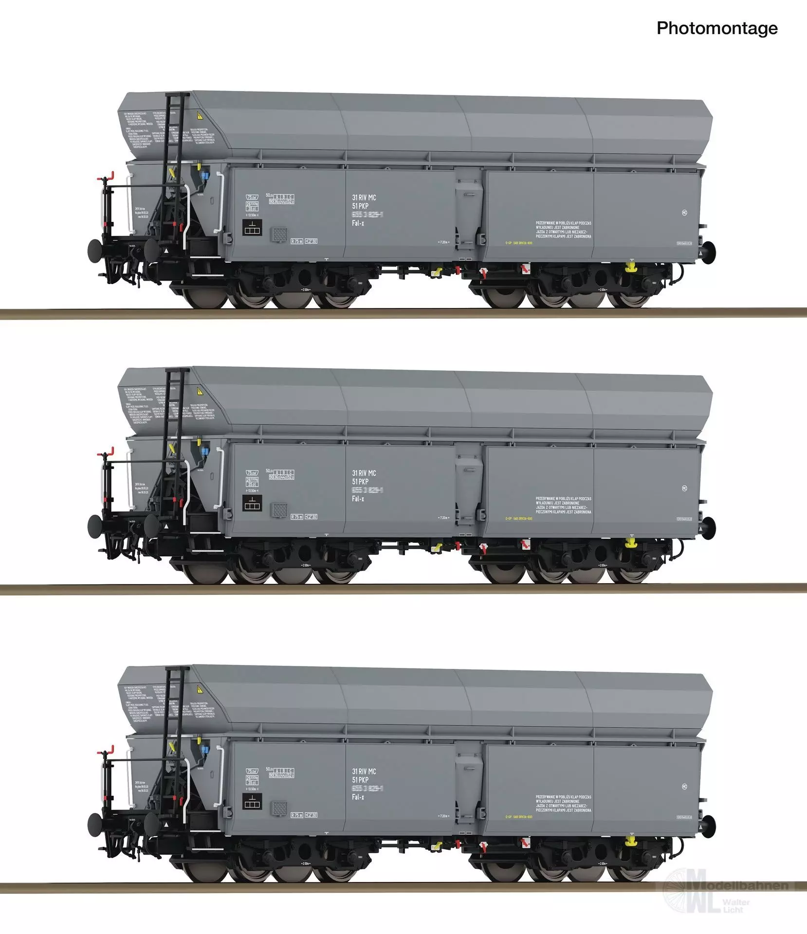 Roco 6600324 - Selbstentladewagen Set PKP Ep.IV 3.tlg. H0/GL