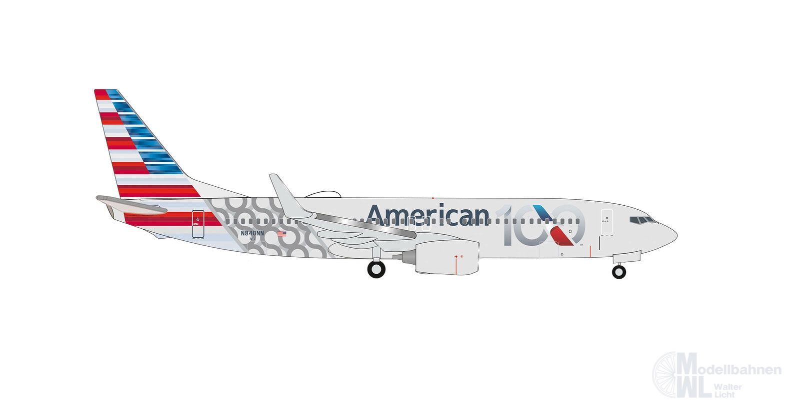 Herpa 539579 - Boeing 737-800 American Airlines 100 Jahre 1:500