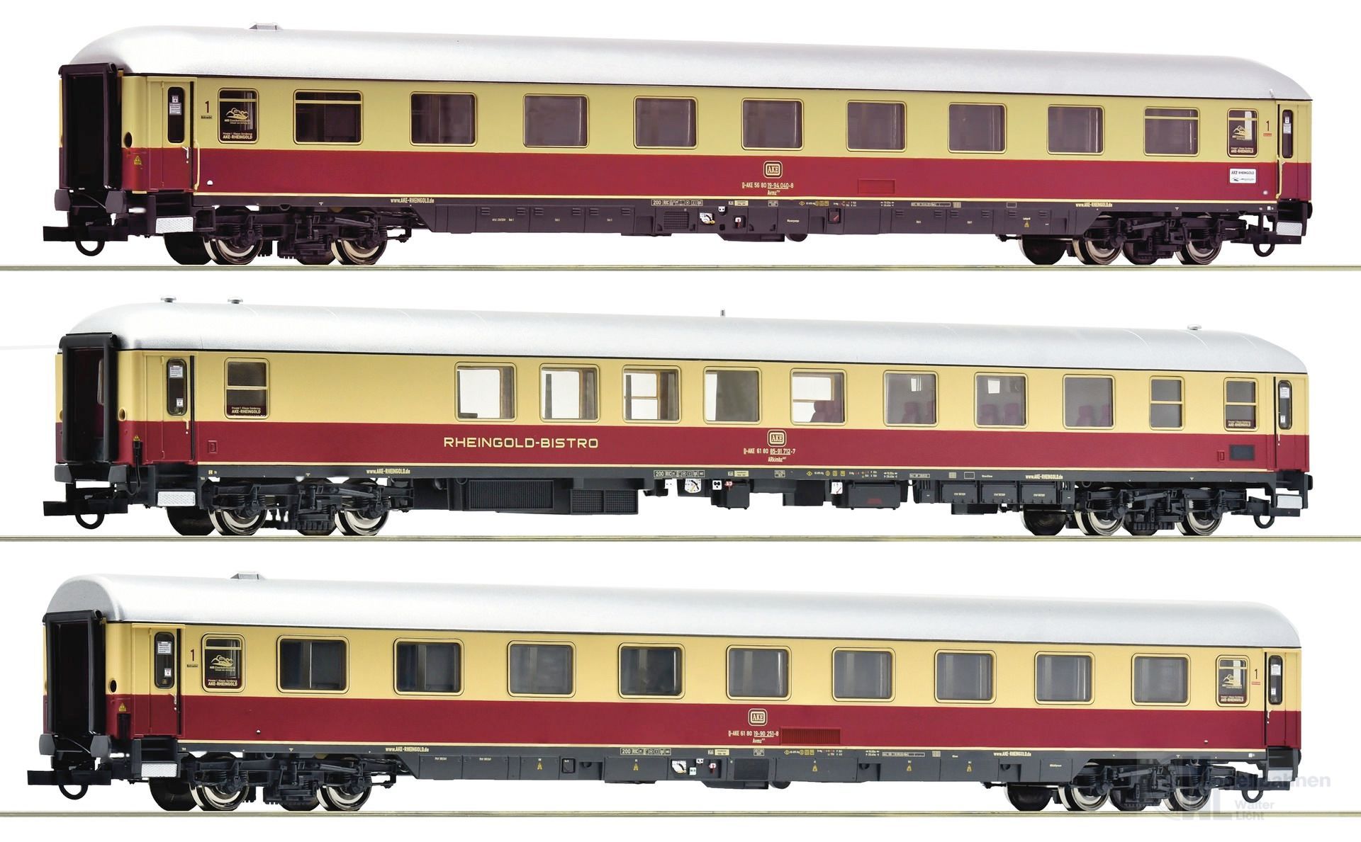 Roco 6200122 - Personenwagen Set AKE Ep.VI 3.tlg. Rheingold Set 3 H0/GL