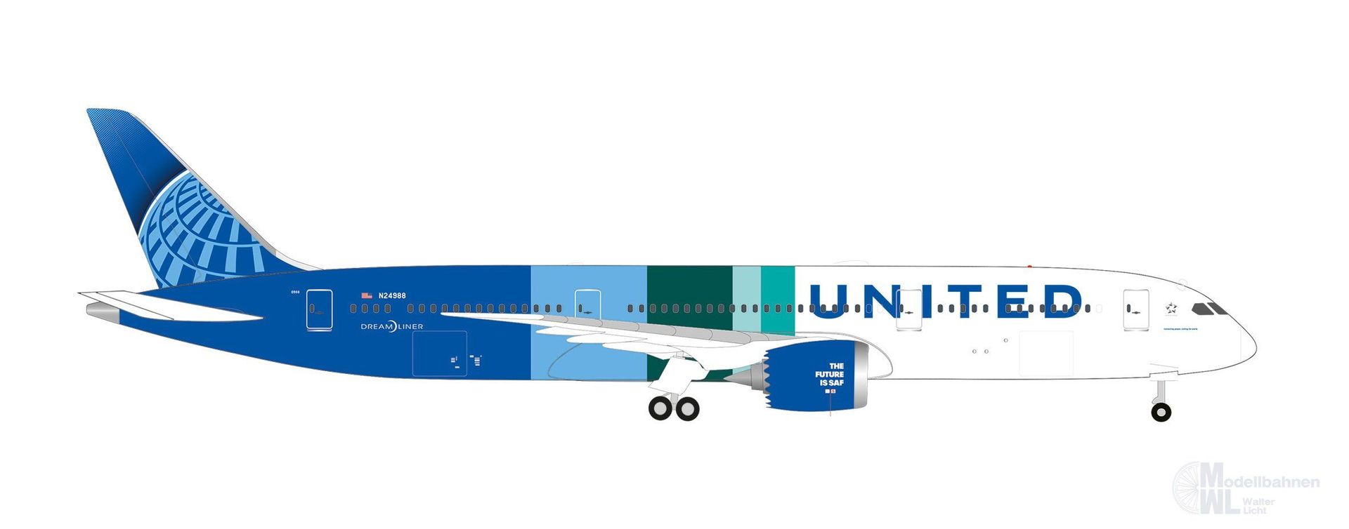 Herpa 538565 - Boeing 787-9 United Future is SAF H0 1:500
