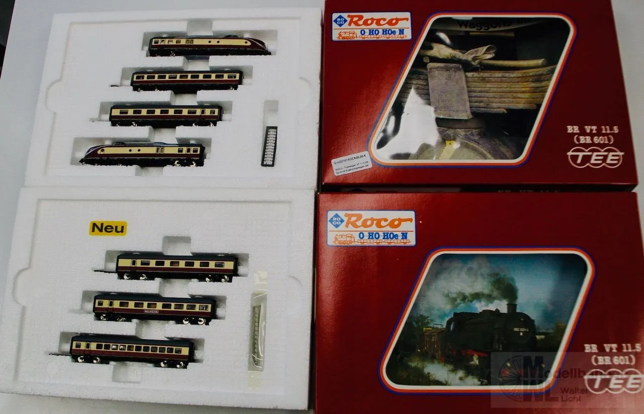 Roco 02167ASET - ROCO - Triebwagen VT 11.5 DB Ep.III mit Ergänzungswagen-Set N 1:160