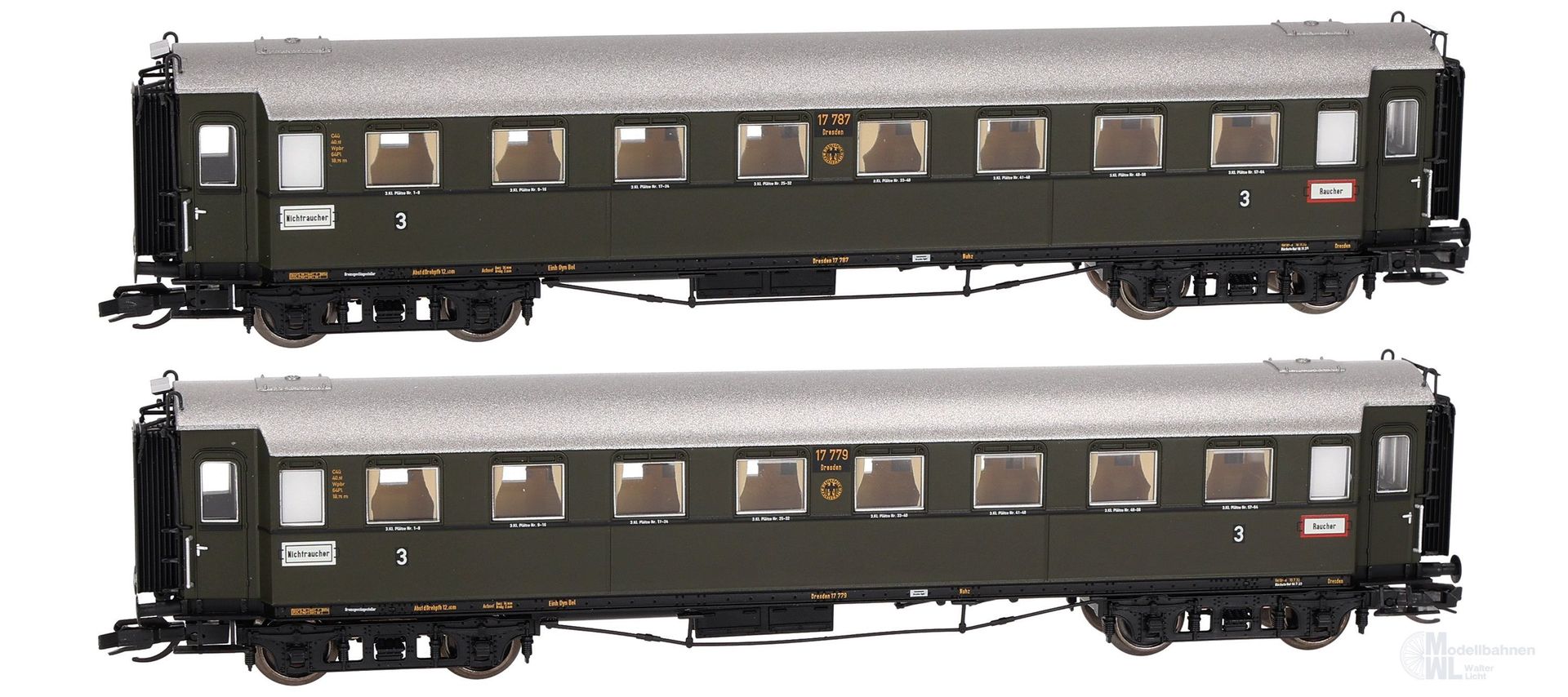 Saxonia Modellbau 120177-2 - Personenwagen Set DRG Ep.II C4Ü Sa 07 2.tlg. TT 1:120