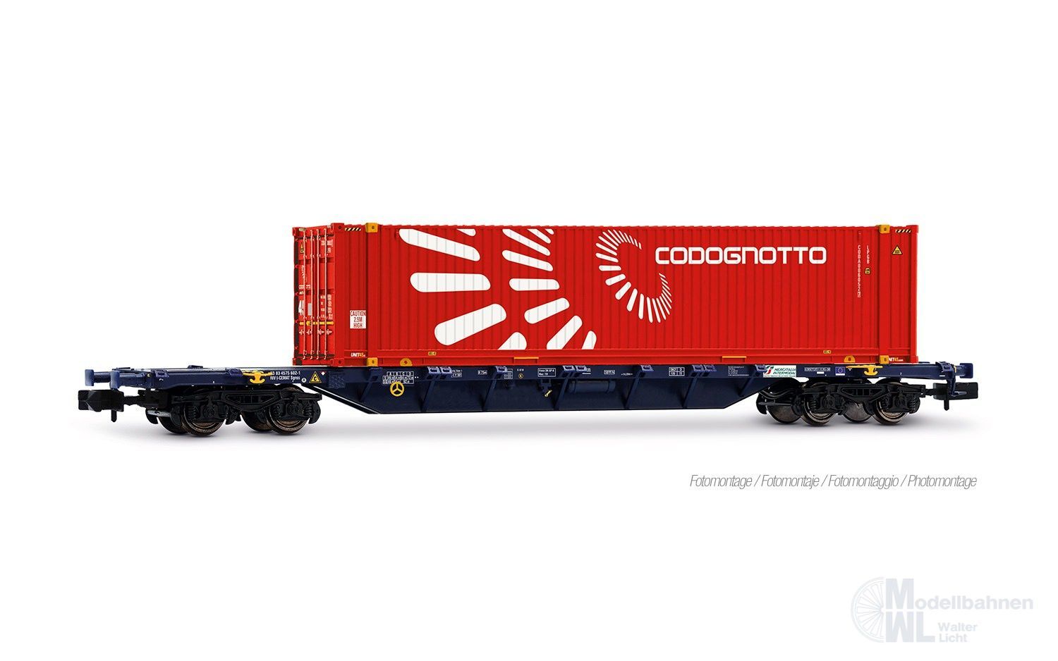 Arnold 6742 - Containertragwagen Mercitalis Intermodal Ep.VI Container Codognotto N 1:1