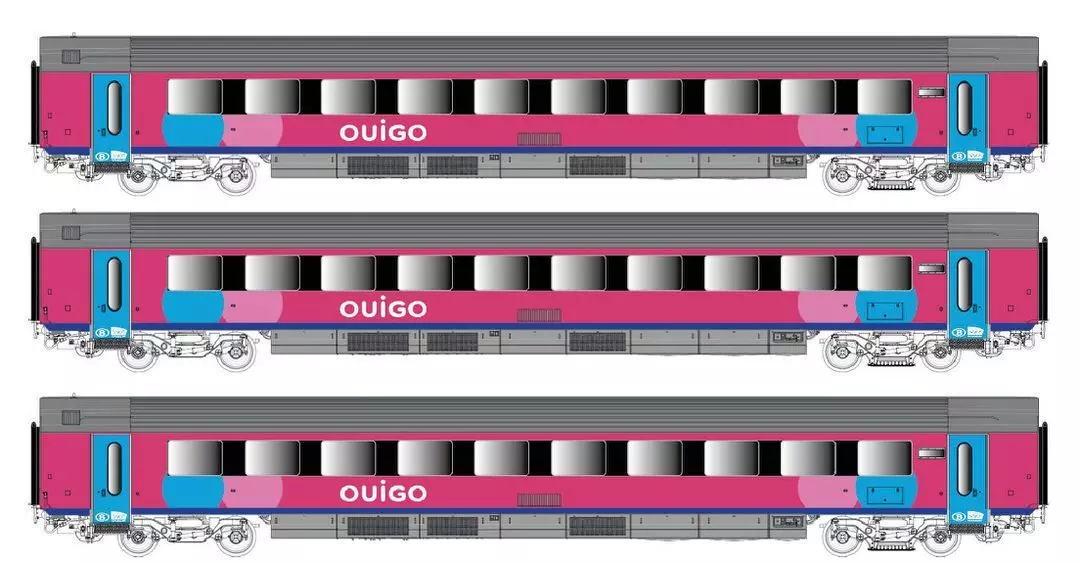 LS Models 43058DC - Personenwagen Set OUIGO Ep.VI I11 (A+B+B) 3.tlg. H0/GL
