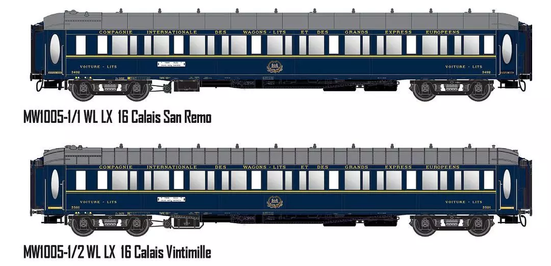 LS Models MW1005-1 - Schlafwagen Set CIWL Ep.III Le Train Bleu Innenbel. 2.tlg.H0/GL