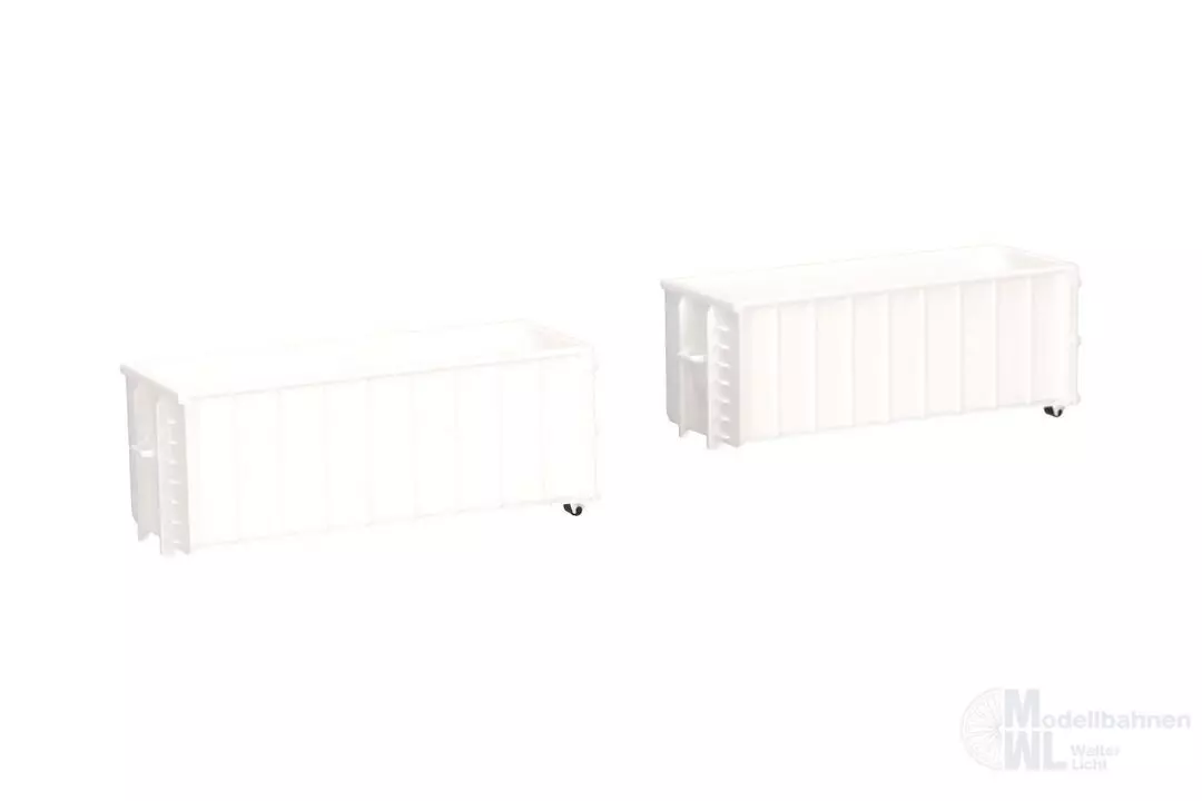 Herpa 053884-003 - Abrollmulden 2 Stück gerippt weiß H0 1:87