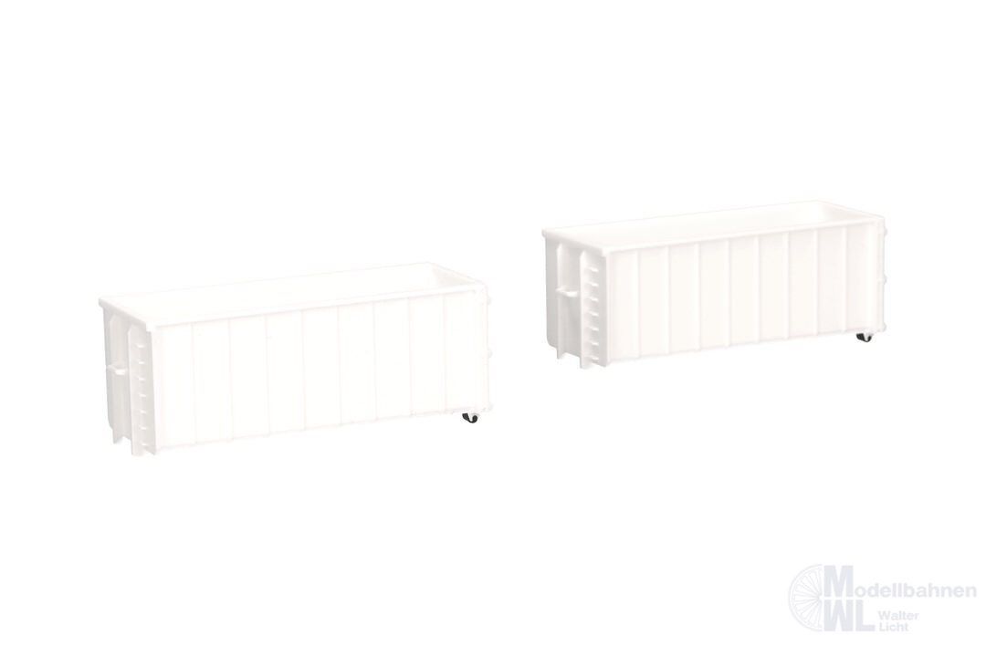 Herpa 053884-003 - Abrollmulden 2 Stück gerippt weiß H0 1:87