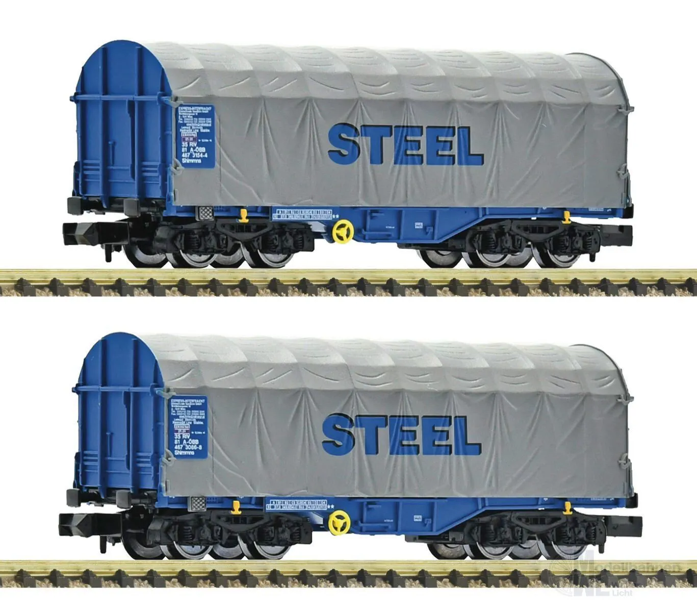 Fleischmann 6660173 - Schiebeplanenwagen Set ÖBB Ep.VI 2.tlg. Steel N 1:160