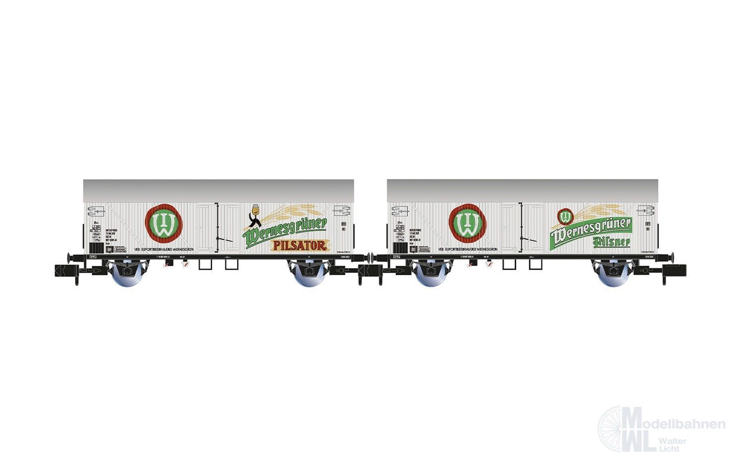 Arnold 6749 - Kühlwagen Set DR Ep.IV 2.tlg. Wernesgrüner N 1:160