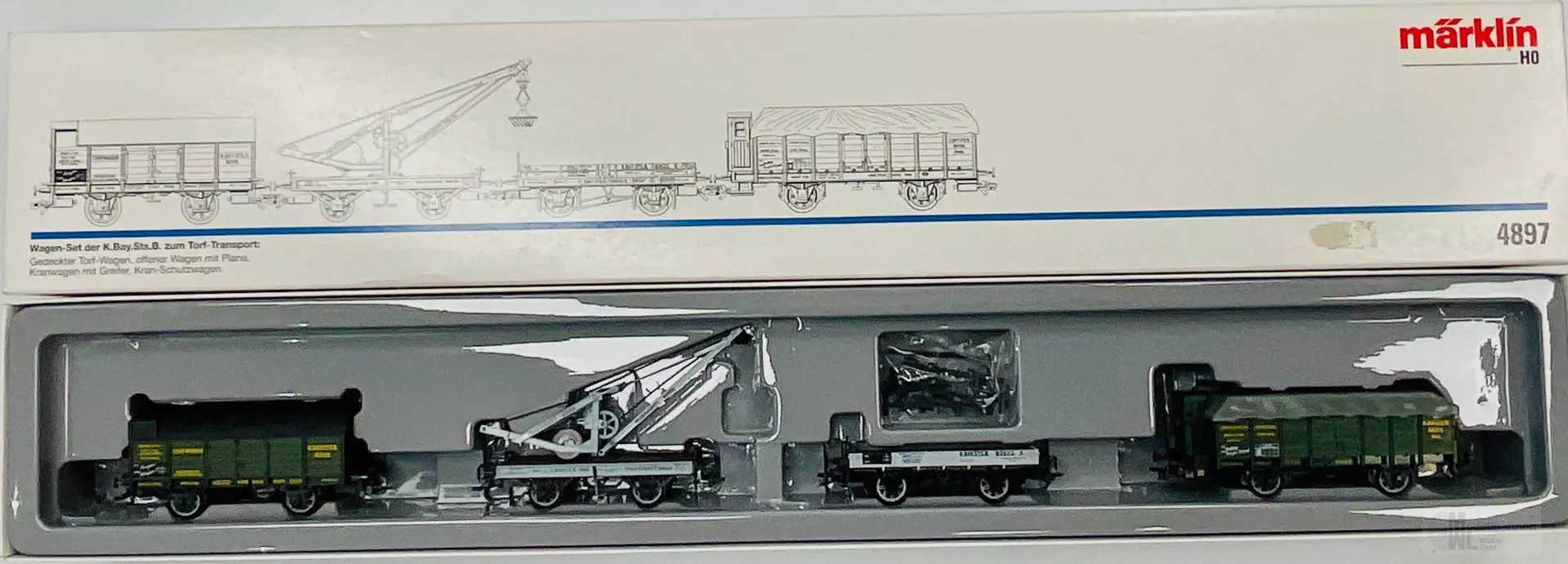 Märklin 4897 - MÄRKLIN - Wagen-Set Torf-Transport K.BAy.Sts.B. Ep.I 4.tlg. H0/WS