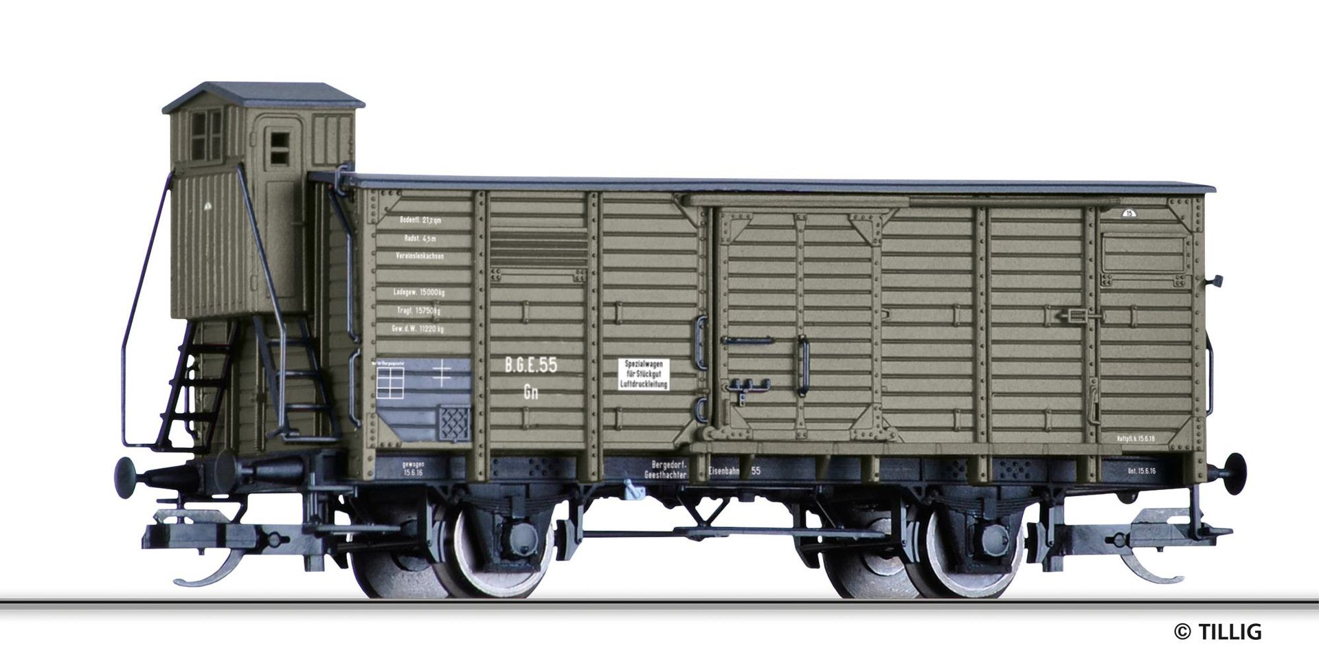 Tillig 17931 - Güterwagen gedeckt Bergedorf-Geesthachter Eisenbahn Ep.I Gn TT 1:120