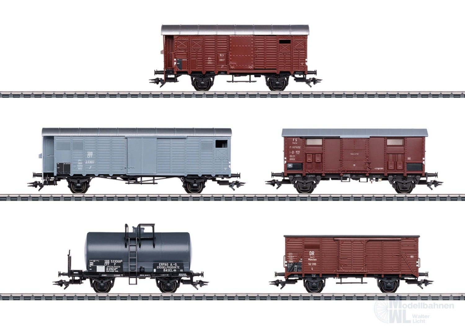 Märklin 46575 - Güterwagenwagen-Set zur Ae 6/8 BLS Ep.III 5.tlg. H0/WS Märklin 46575 - Güterwagenwagen-Set zur Ae 6/8 BLS Ep.III 5.tlg. H0/WS