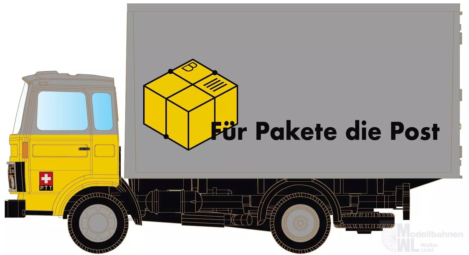 Lemke Minis 4885 - Volvo F4/6 mit Koffer - PTT Post (CH) N 1:160