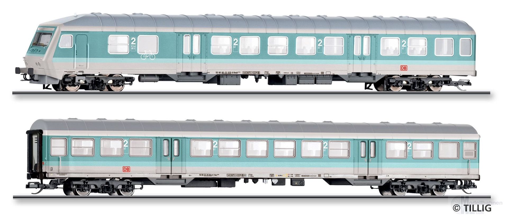 Tillig 01125 - Personenwagen Set DB Ep.V 2.tlg. Bnrdzf 479 und Bnrz 450 TT 1:120