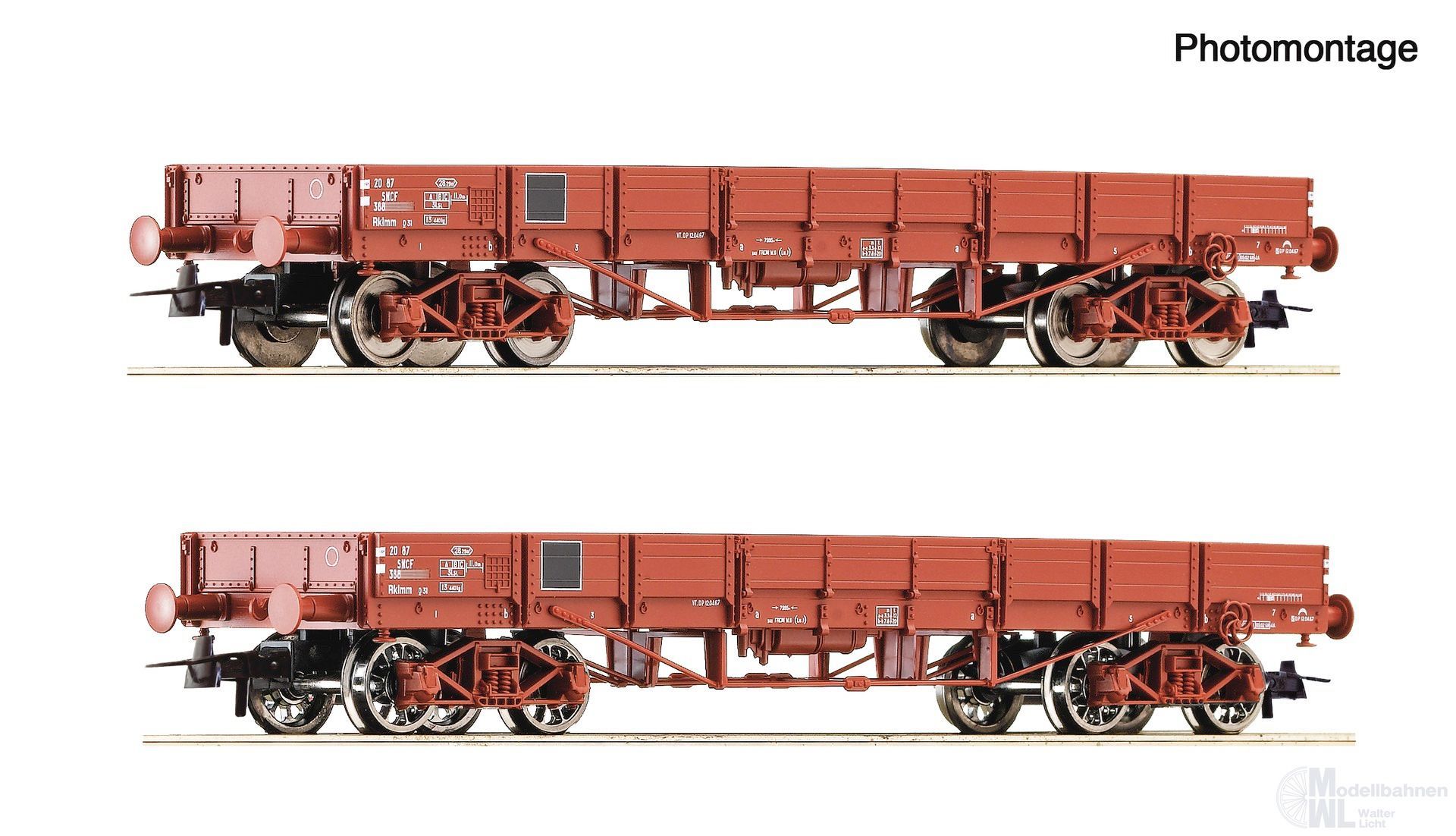 Roco 6600224 - Niederbordwagen Set SNCF Ep.III/IV 2.tlg. H0/GL