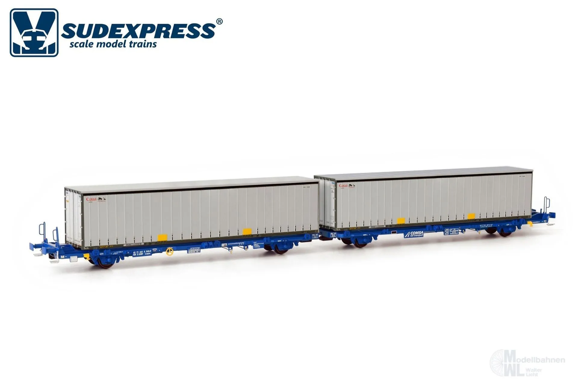 Sudexpress SUCM64617 - Containertragwagen Comsa Ep.VI Laagrss 45' Container neutral H0/GL