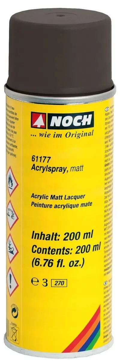 Noch 61177 - Acrylspray, matt, schwarz 200 ml G/1/0/H0/H0m/H0e/TT/N/Z