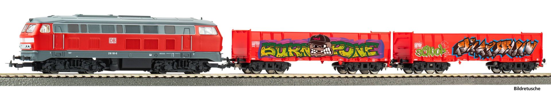 Piko 57032 - Start-Set Güterzug DB AG mit BR 218 A-Gleis mit Bettung  H0/GL