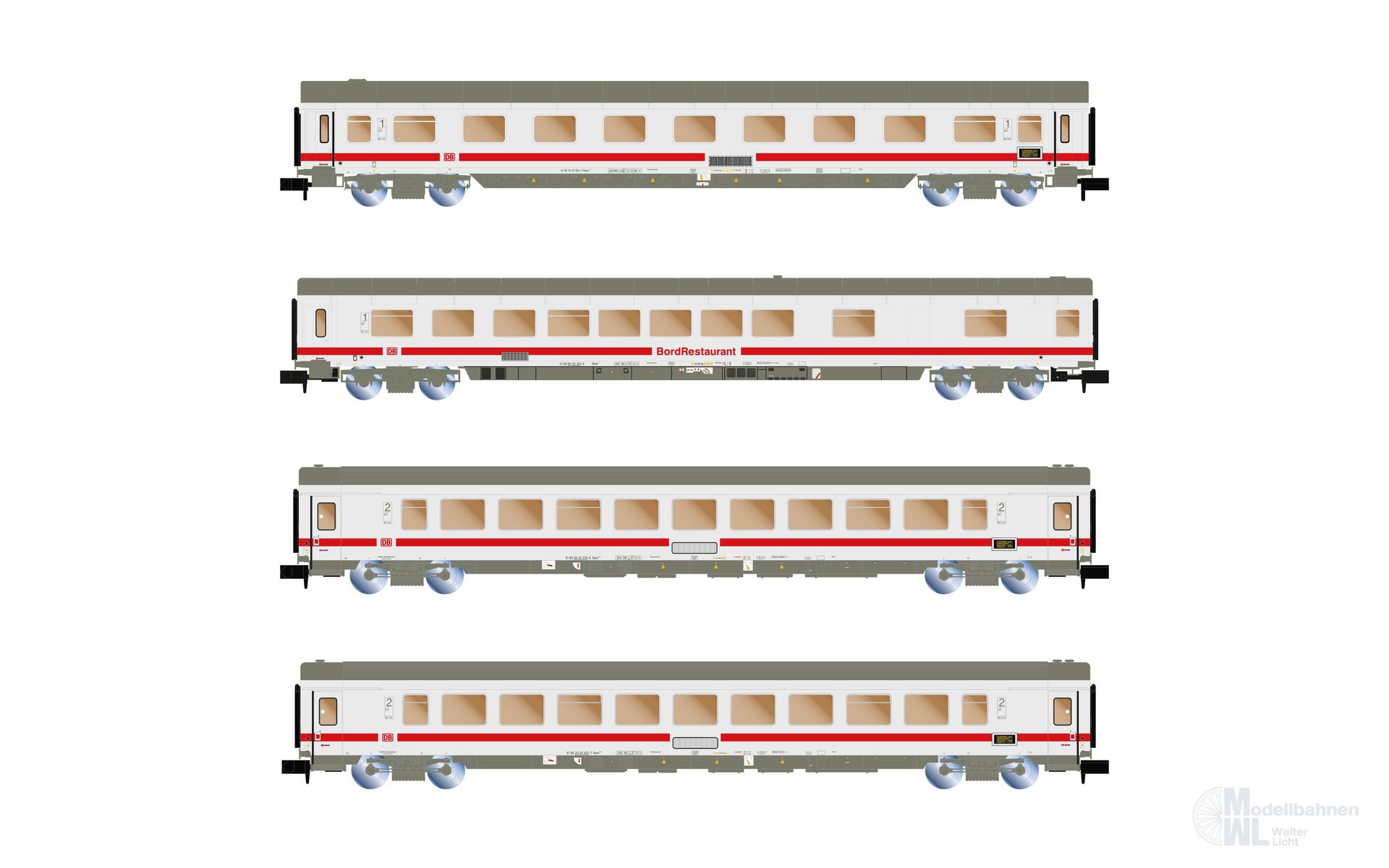 Arnold 4504 - Personenwagen Set DB Ep.VI 4.tlg. IC Wawel N 1:160 Arnold 4504 - Personenwagen Set DB Ep.VI 4.tlg. IC Wawel N 1:160