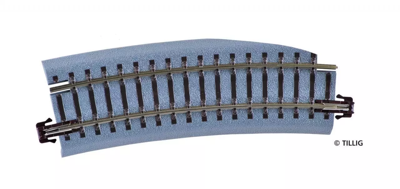 Tillig 83730 - Bettungsgleis gebogenes Pass-Stück links R353/15° braun TT 1:120