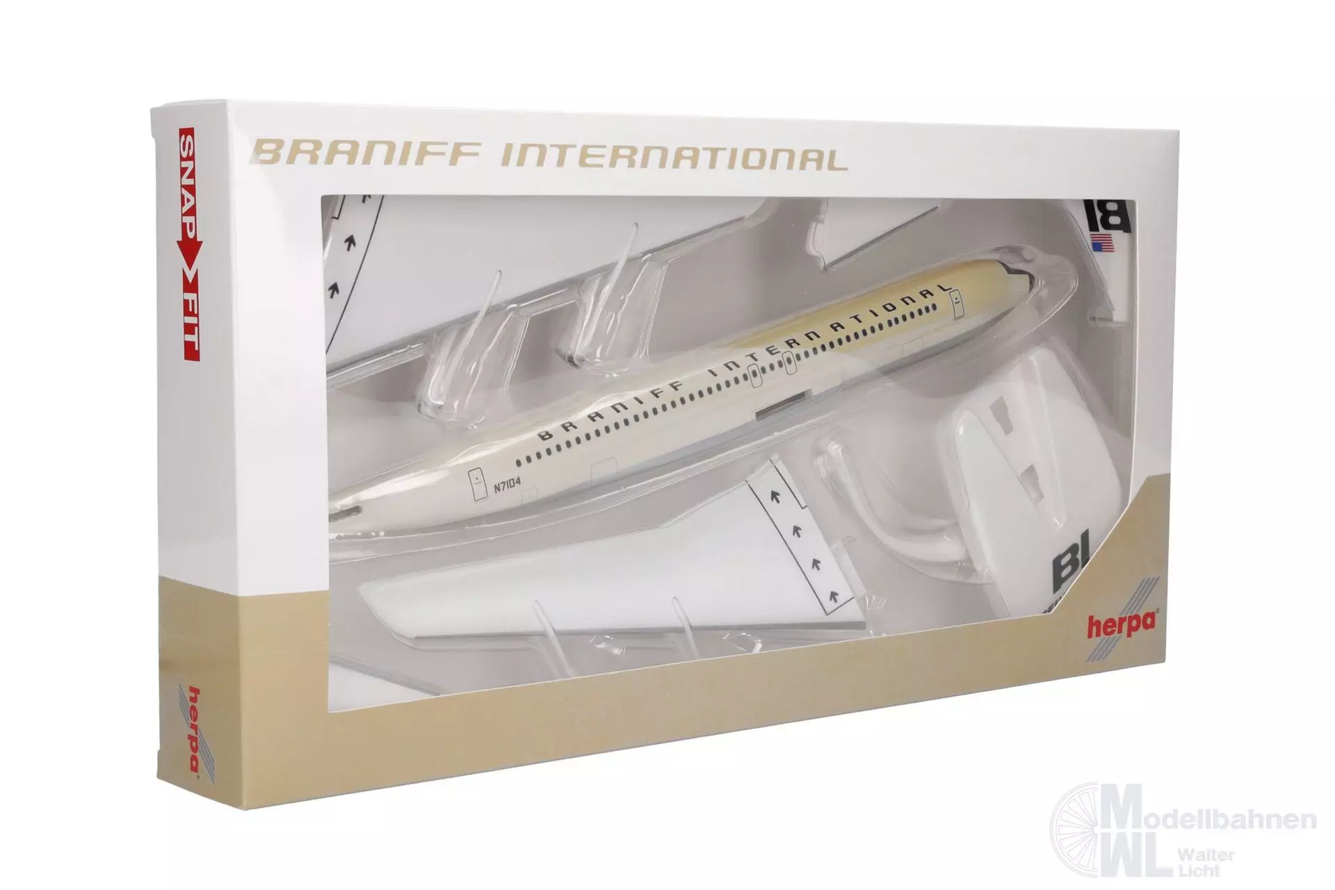 Herpa 614023 - Boeing 707-300 Braniff solid beige 1:100