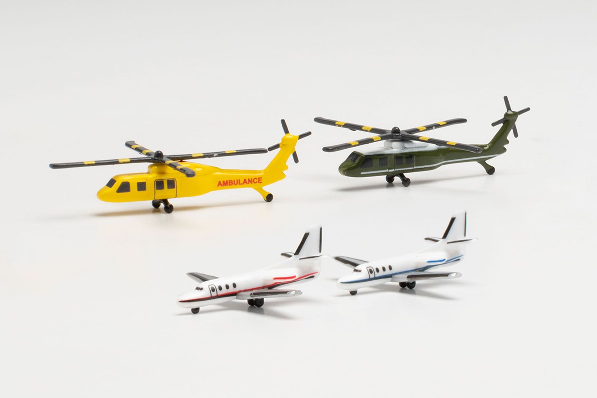 Herpa 535939 - Helicopter and Bizjet set (2+2) 1:500