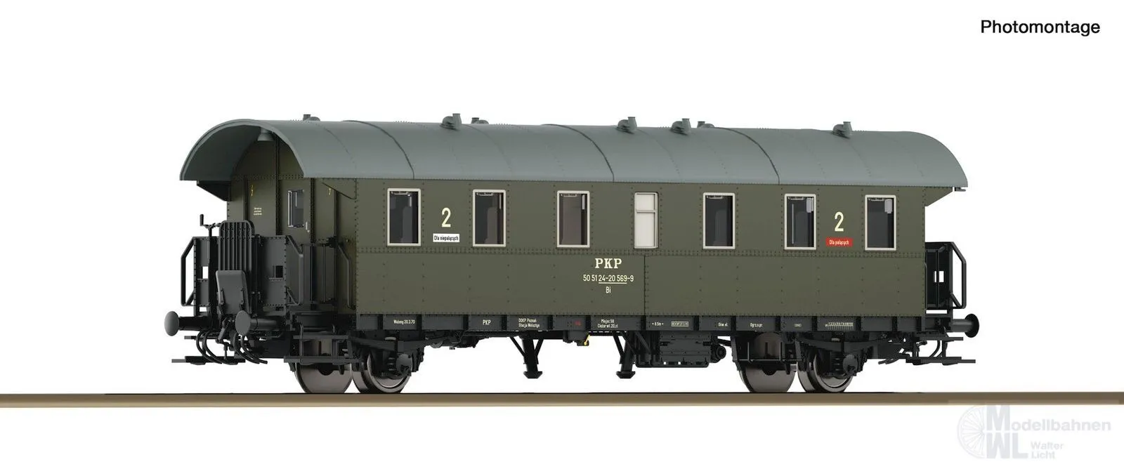 Roco 6280082 - Personenwagen Donnerbüchse PKP Ep.III 2.Kl. Bi 1.Betr.Nr. TT 1:120