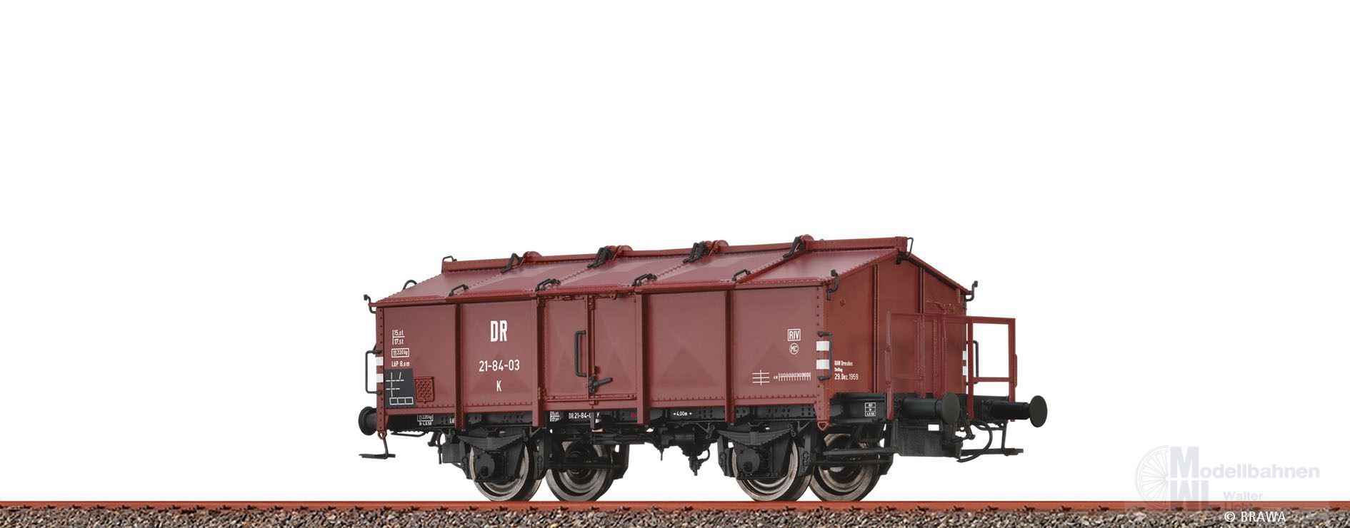 Brawa 50779 - Klappdeckelwagen DR Ep.III Typ K H0/GL