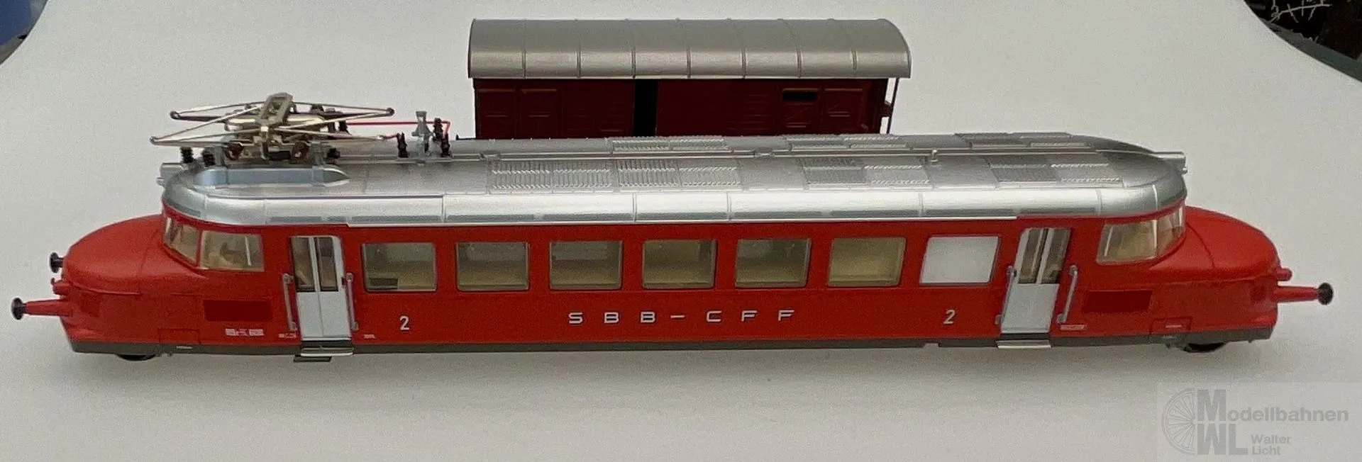 Märklin 37866 - MÄRKLIN - Triebwagen Rbe 2/4 SBB Ep.III Roter Pfeil mit Güterwagen H0/WS Sound