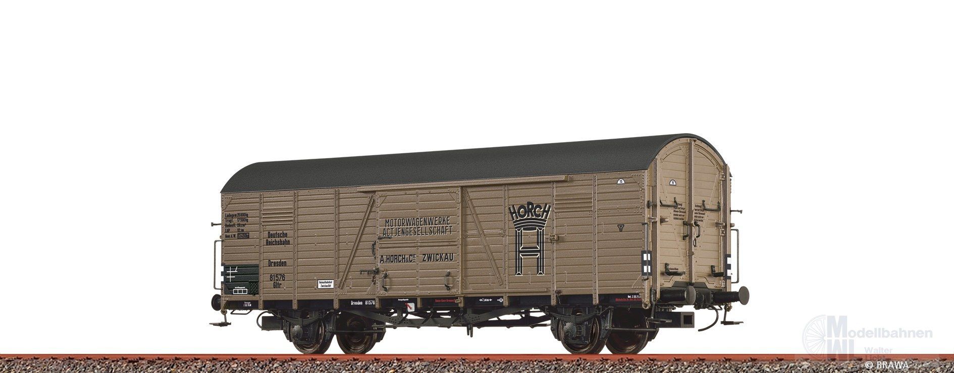 Brawa 50966 - Güterwagen ged. DRG Ep.II Horch Glt H0/GL