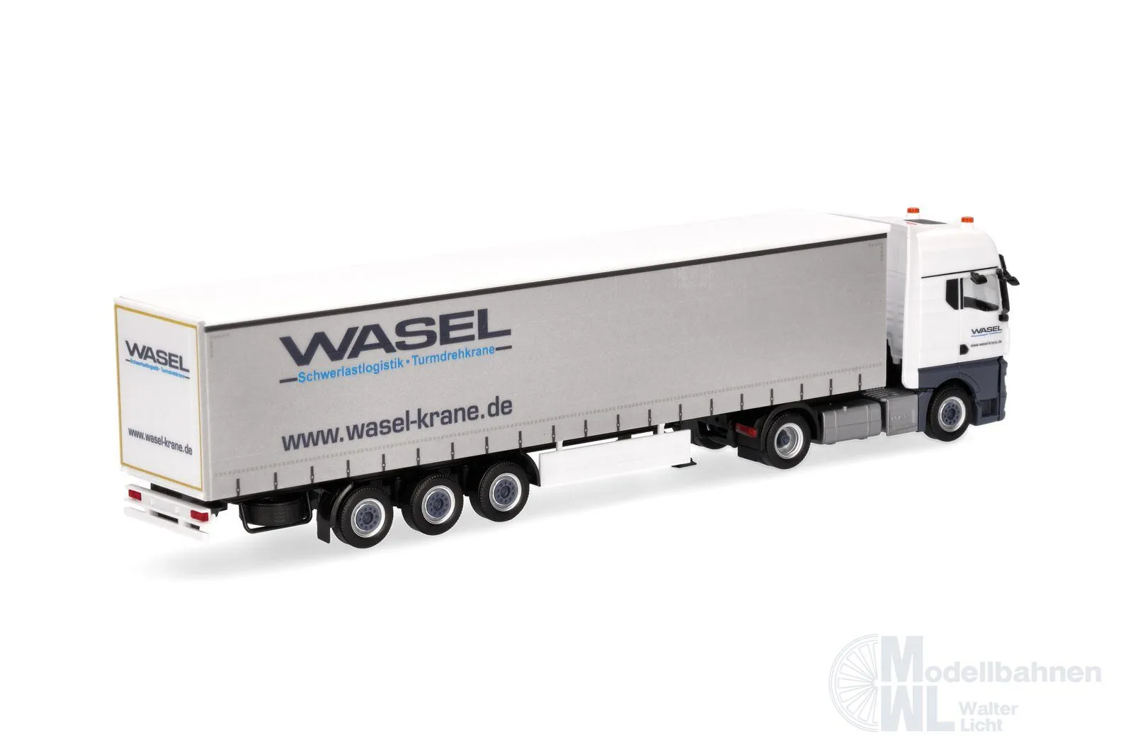 Herpa 321235 - MAN TGX GX Gardinenplanen-Sattelzug Wasel H0 1:87