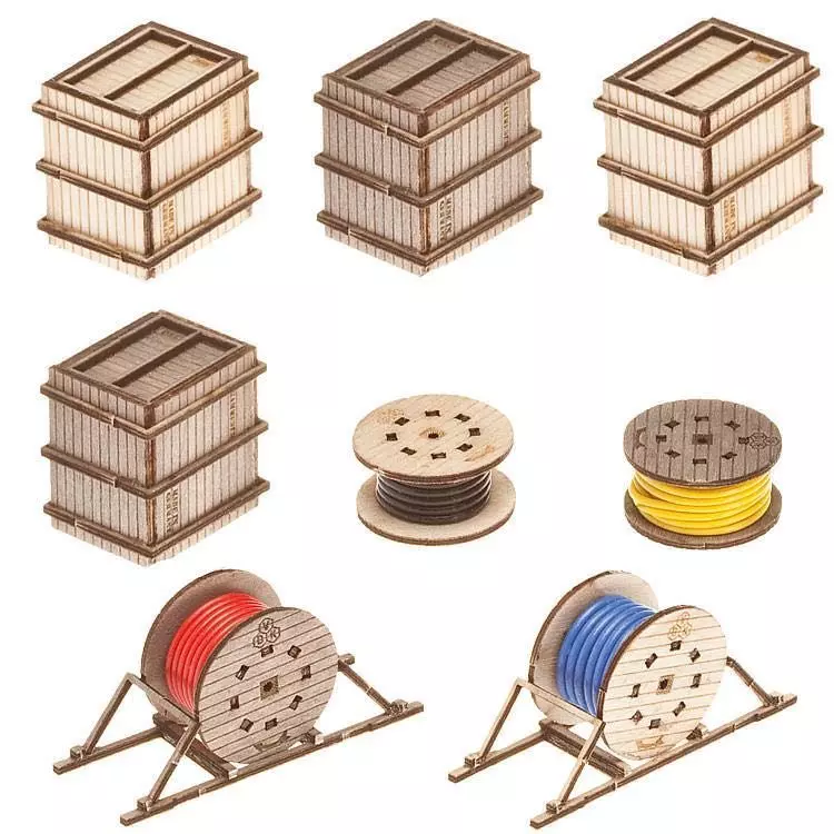 Faller 180617 - Transportkisten und Kabeltrommeln H0 1:87