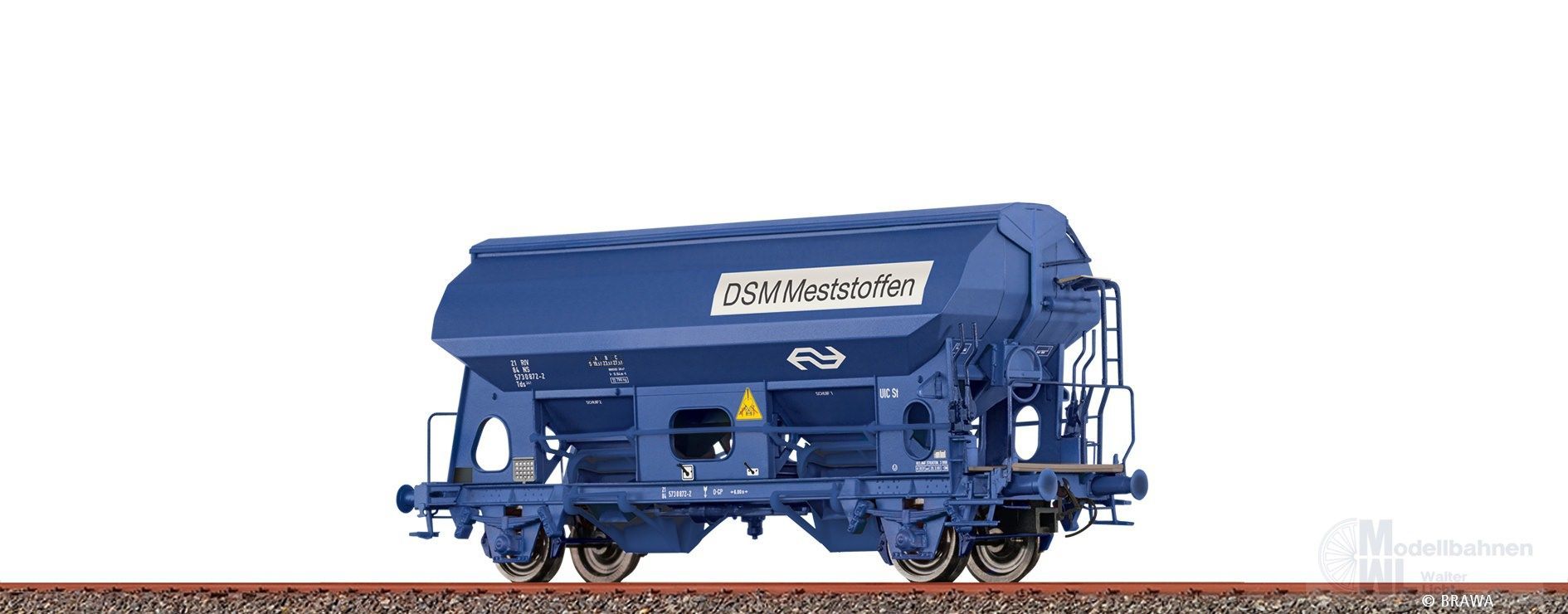 Brawa 49556 - Selbstentladewagen NS Ep.IV DSM Meststoffen H0/GL Brawa 49556 - Selbstentladewagen NS Ep.IV DSM Meststoffen H0/GL