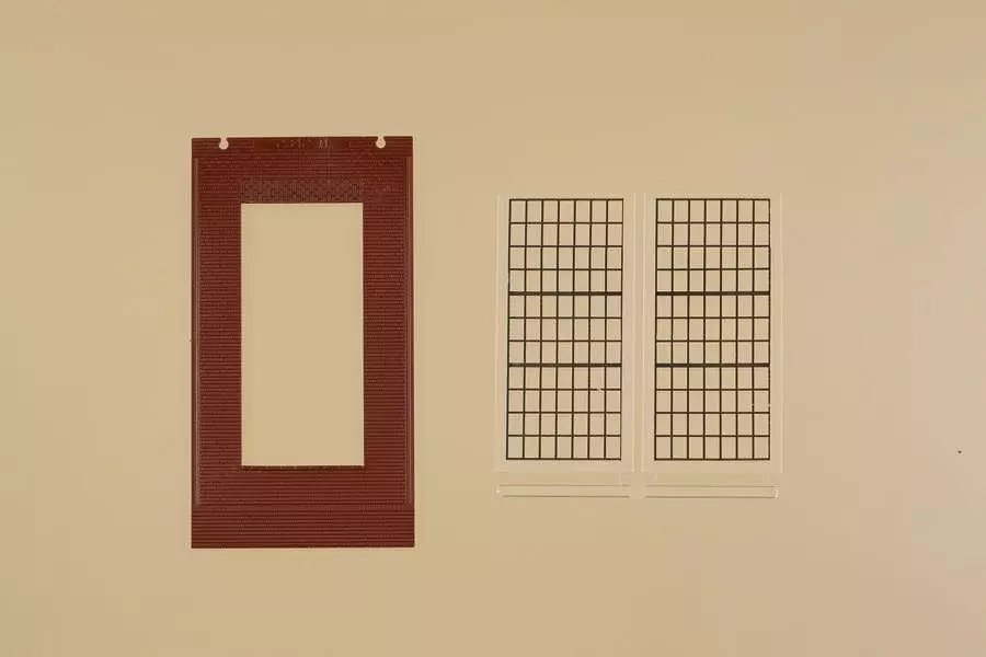 Auhagen 80530 - Wände 2578D rot, Industriefenster P H0 1:87