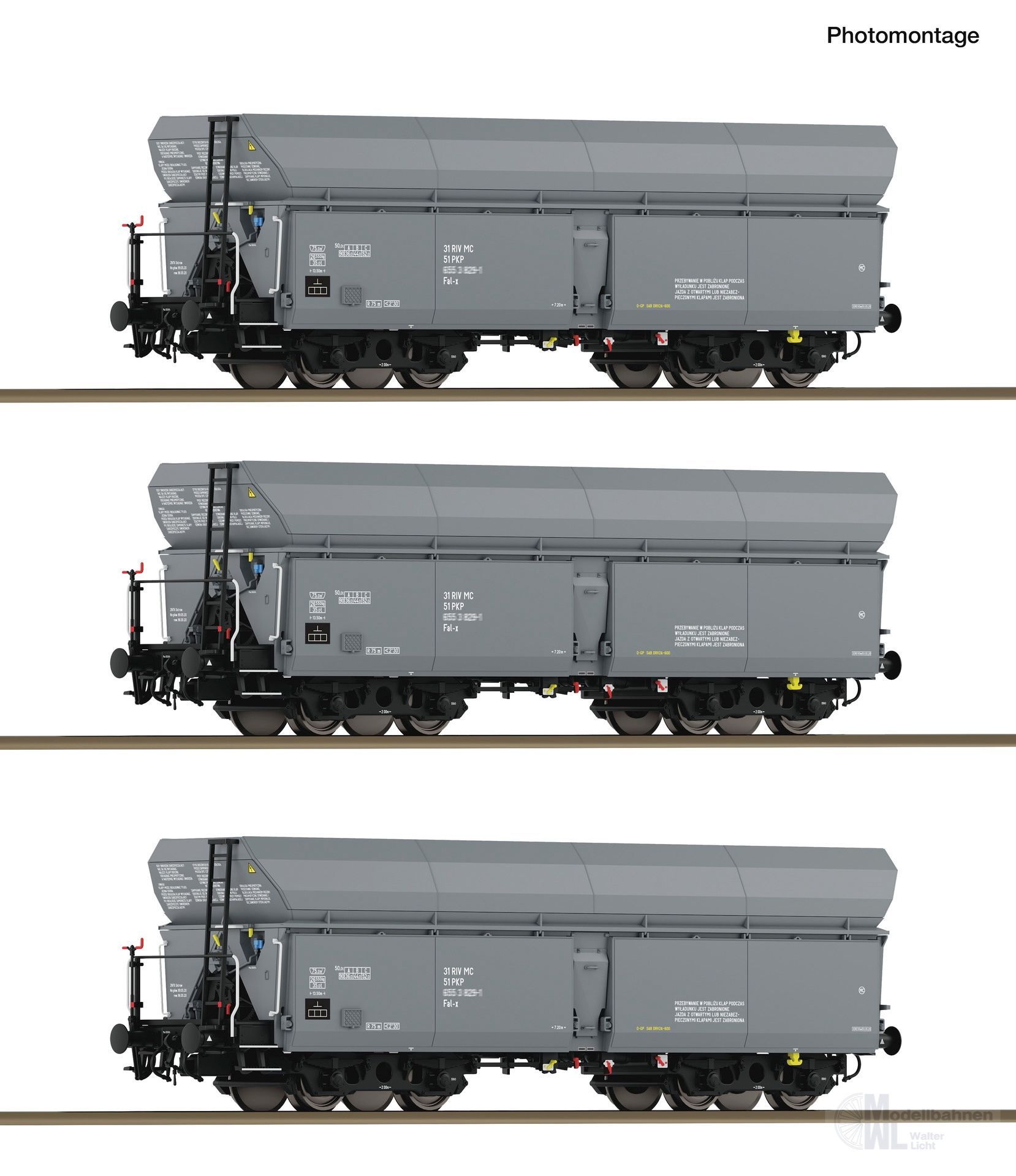Roco 6600324 - Selbstentladewagen Set PKP Ep.IV 3.tlg. H0/GL