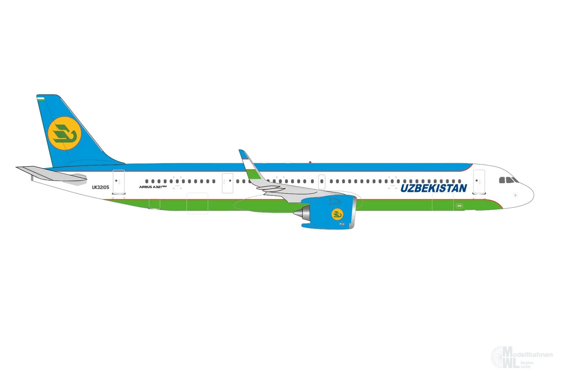Herpa 539197 - Airbus A321neo Uzbekistan Airways 1:500