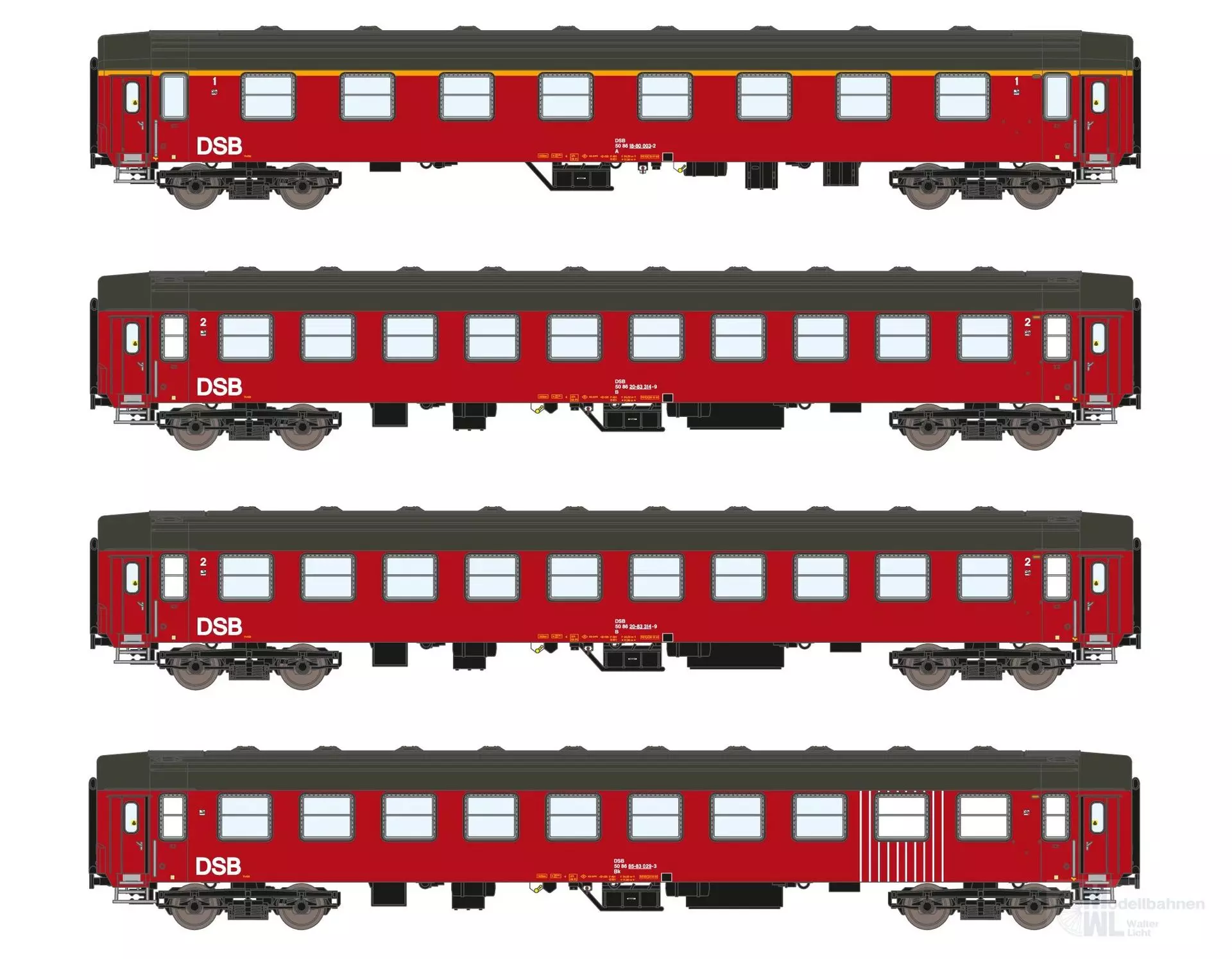 ASM 25101 - Personenwagen Set DSB Ep.IV UIC-Y, A+B+B+Bk 4.tlg. N 1:160