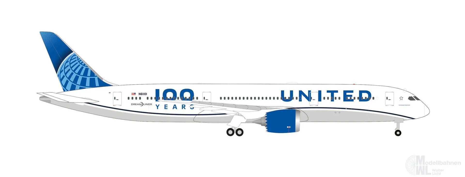 Herpa 539050 - Boeing 787-9 United 100 Years 1:500
