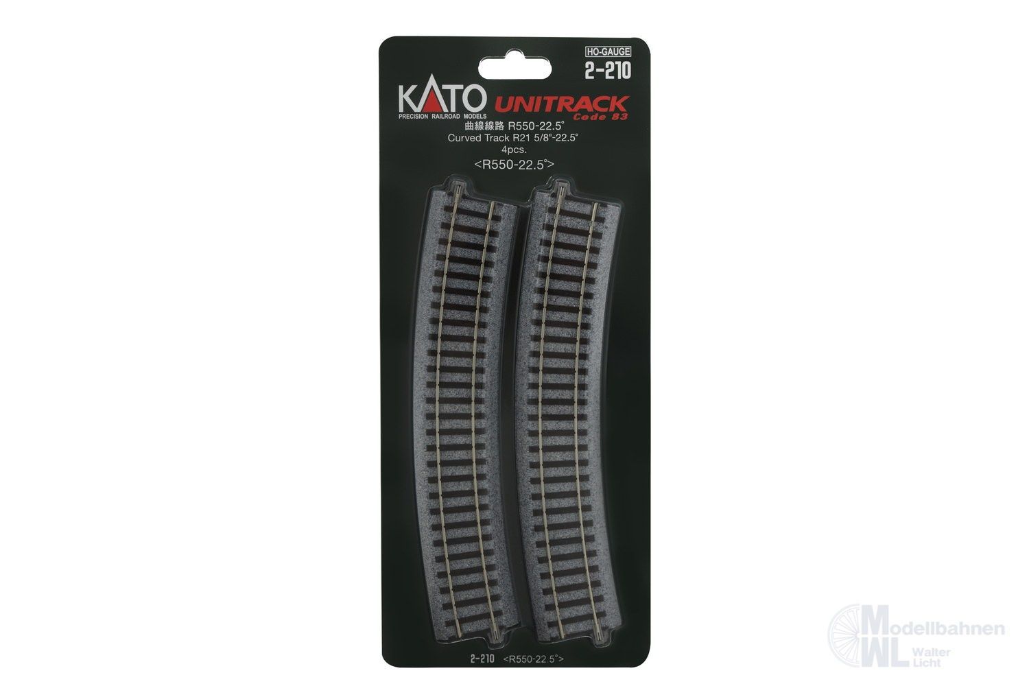 Kato 2-210 - Gleis gebogen R550mm 22,5° H0 1:87