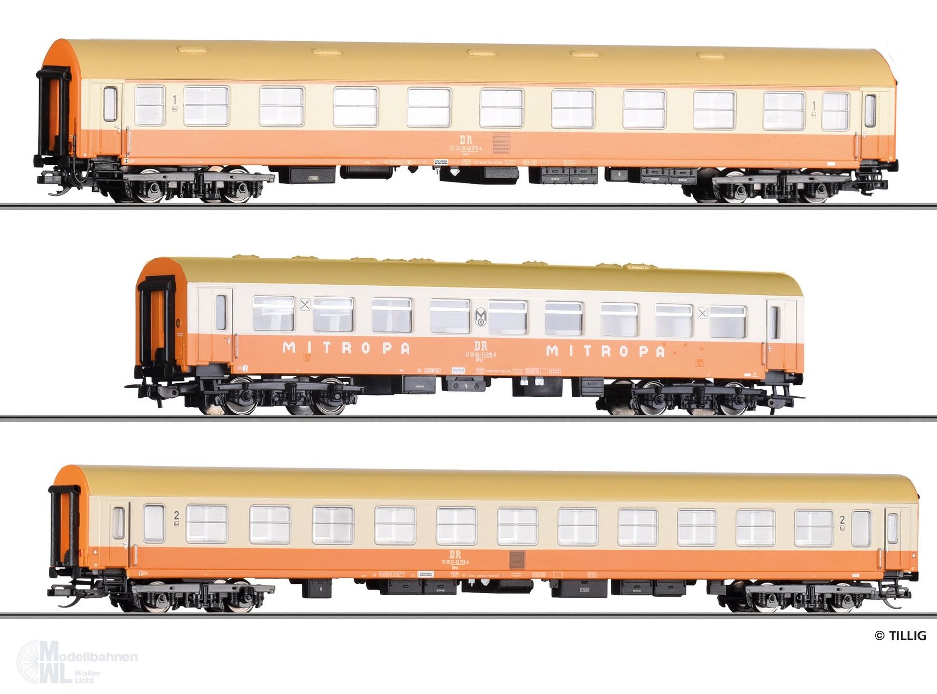 Tillig 70064 - Reisezugwagenset Städteexpress DR H0/GL