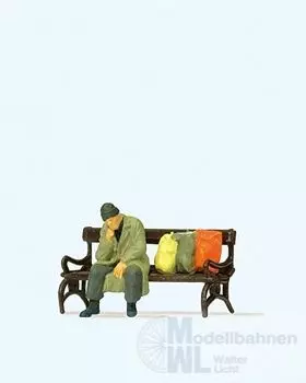 Preiser 29094 - Obdachloser auf Bank H0 1:87