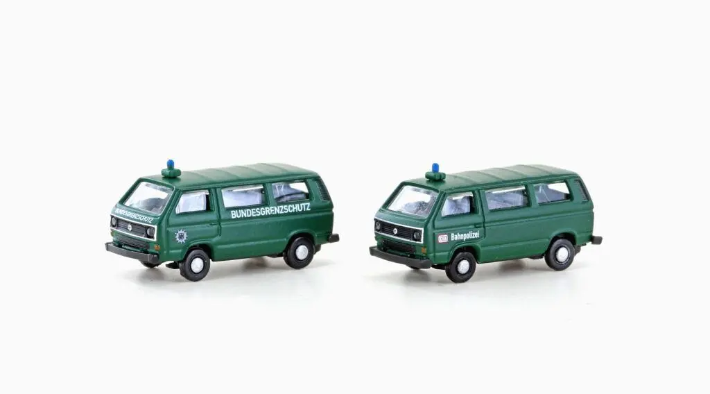 Lemke Minis 4353 - VW T3 Bus BGS + Bahnpolizei Set 2.tlg. N 1:160